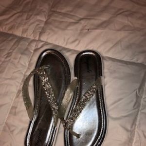 Silver glittery new sandals. Size 7
